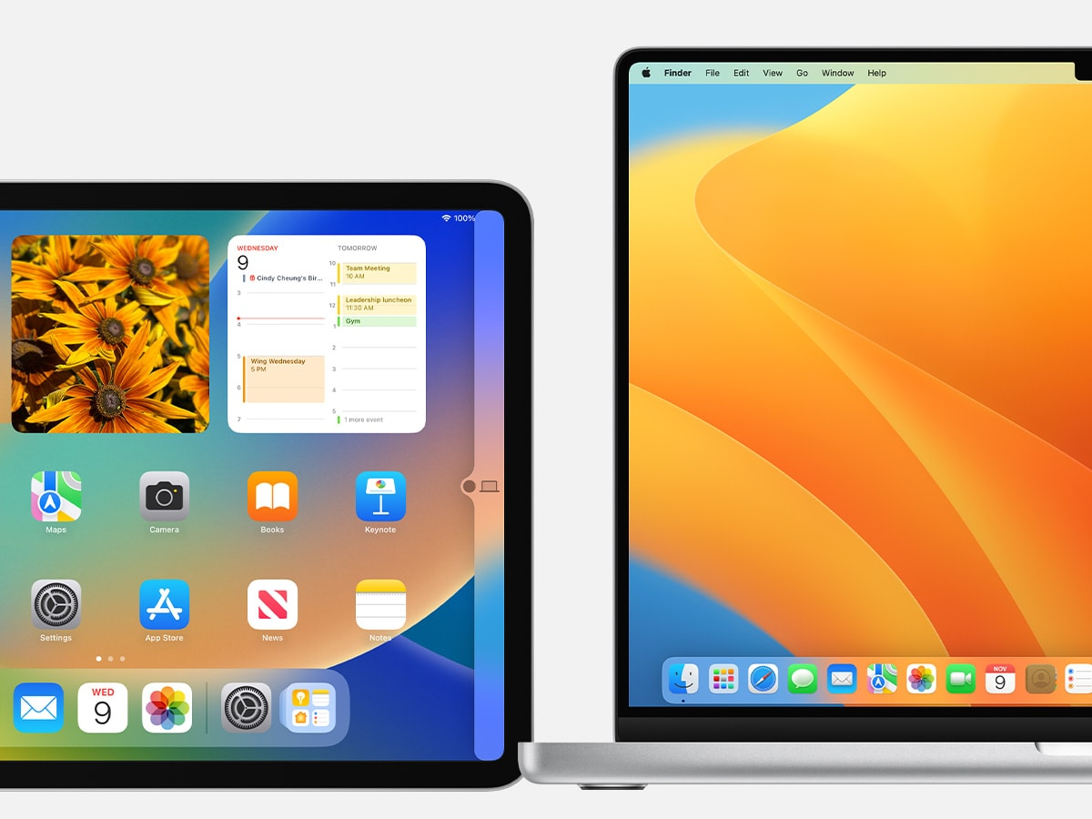 The image shows how Apple products are connected, you can start your work on your iPad and continue on your Macbook.