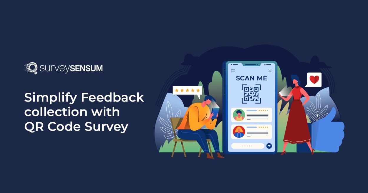 this is the banner image of QR code survey where customers are scanning a QR code to respond to a survey.