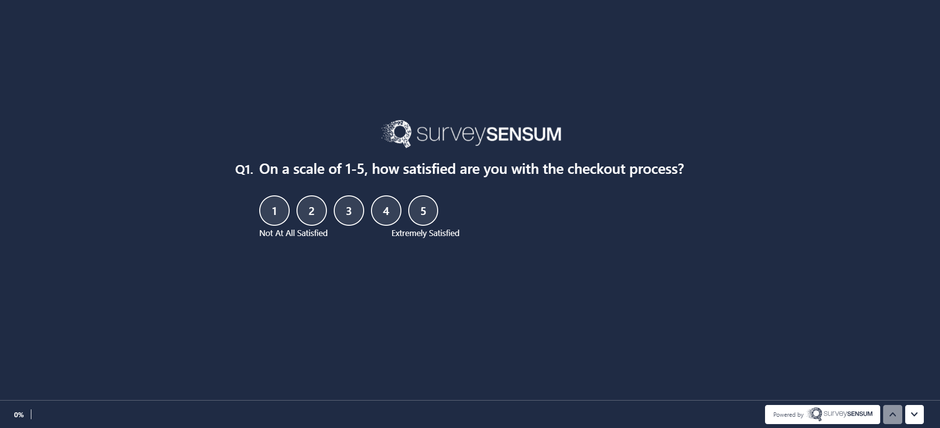 A checkout experience survey image asking about the satisfaction level of customers after checkout. 