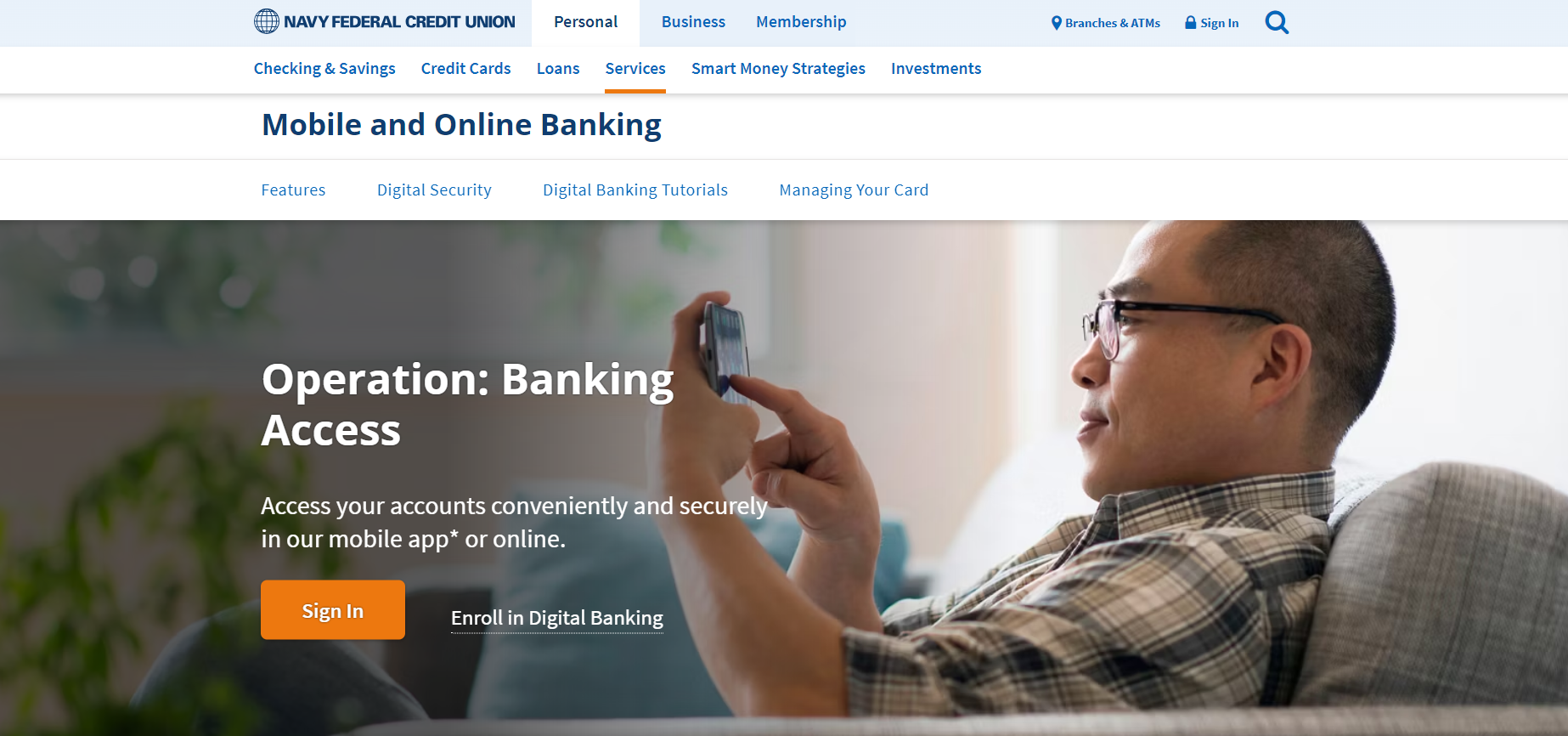 An image showing Navy Federal Credit Union offering digital banking services 