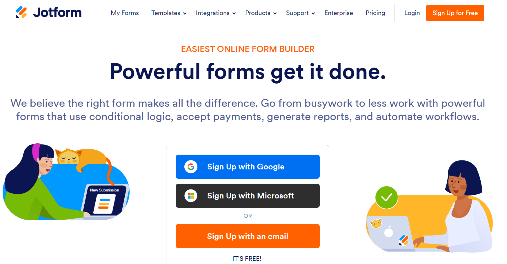  The image shows the homepage of Jotform - one of the first Numr alternatives.