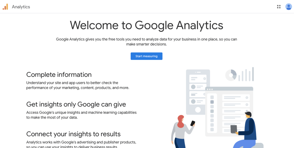 An image showing the Google Analytics website