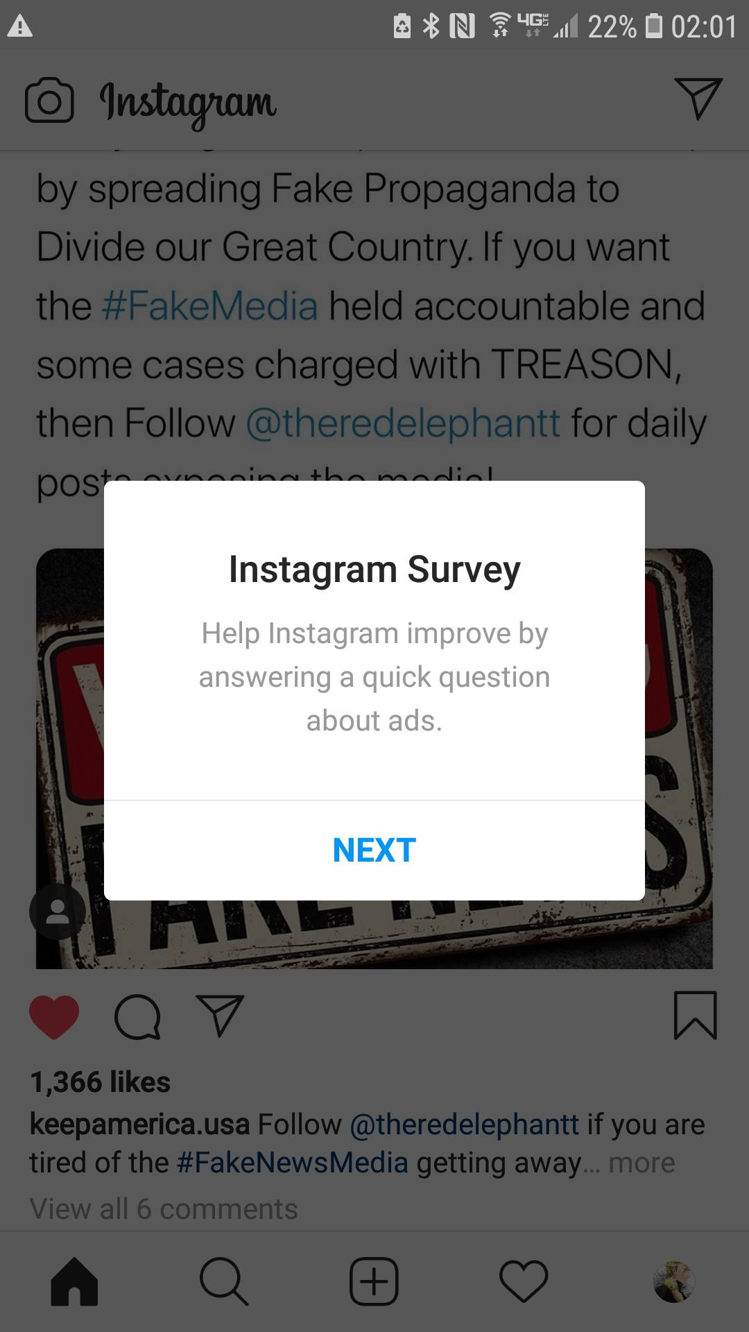 The image shows a survey showed on Instagram. 