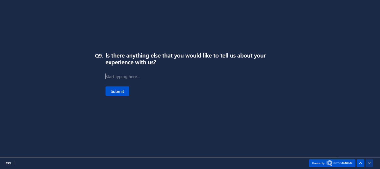 This is the image of a survey with an open-ended question