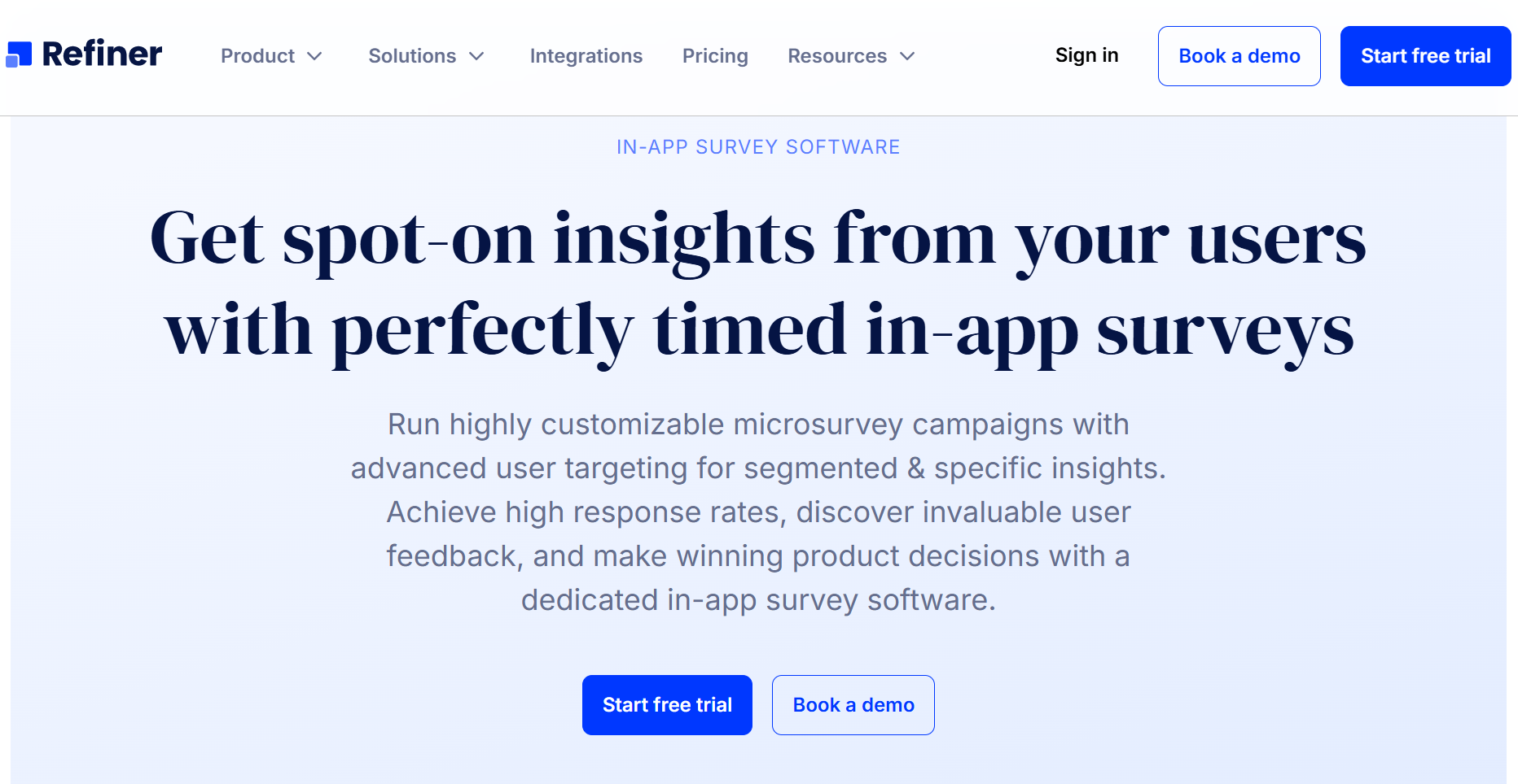 Dashboard of Refiner from the listicle of 12 Best CSAT Software Tools in 2026: From Feedback to Operational Action by SurveySensum