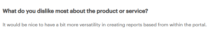 The image shows a customer review on Confirmit’s versatility on G2 platform 