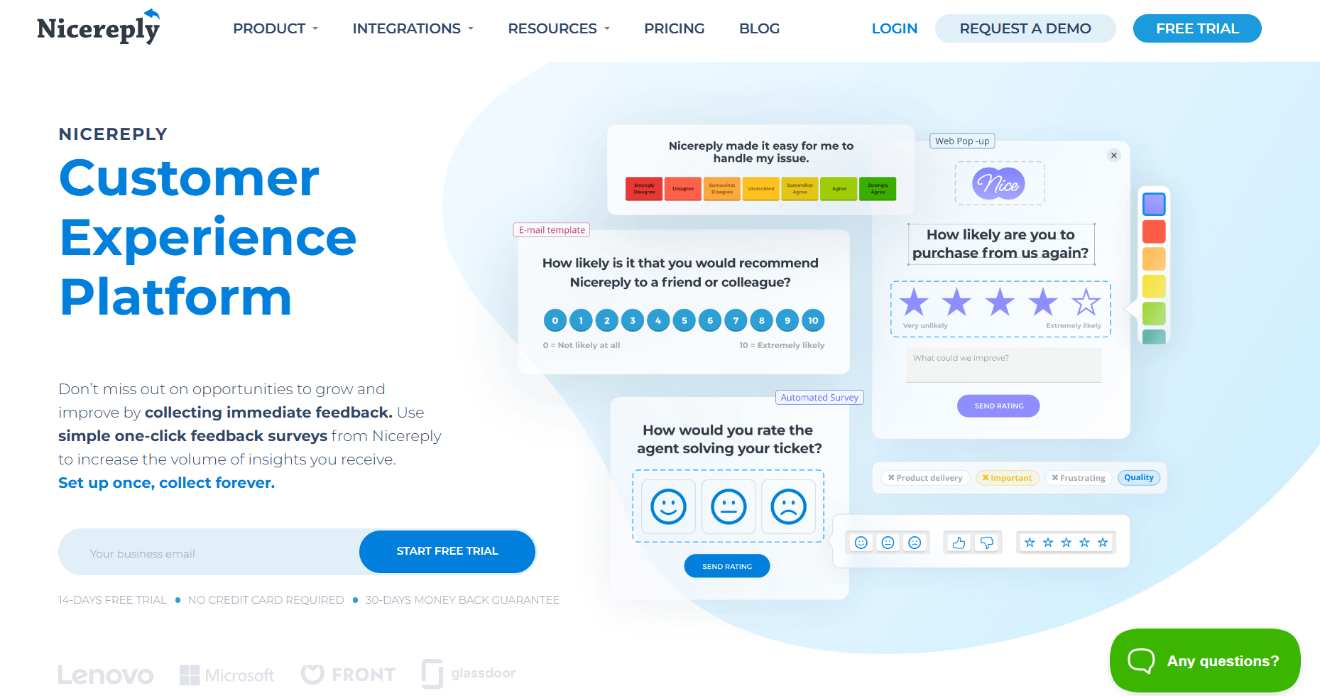 Dashboard of Nicereply from the listicle of 12 Best CSAT Software Tools in 2026: From Feedback to Operational Action by SurveySensum
