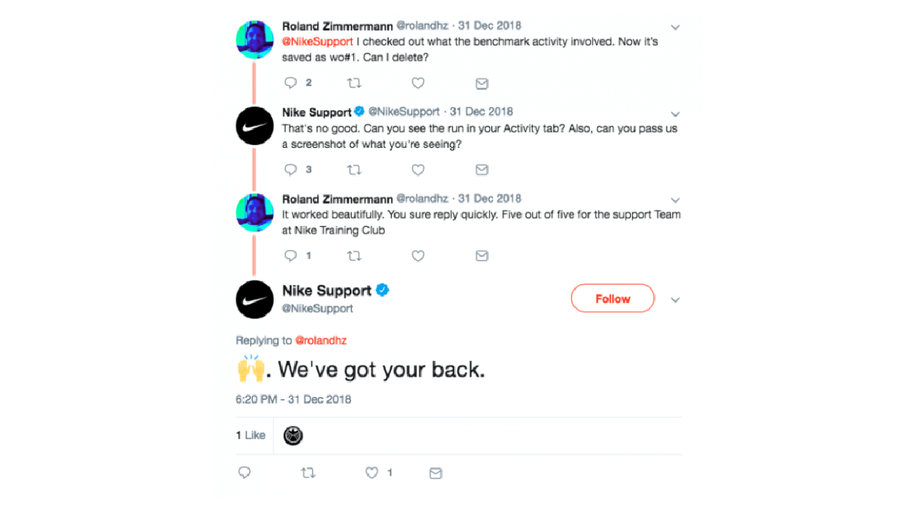 The image shows a conversation between a customer and the brand Puma.