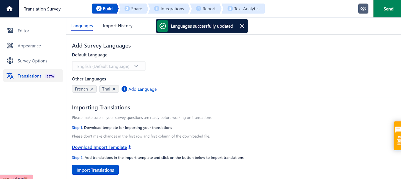 An image demonstrating how to add from 54 available languages in SurveySensum for your multilingual survey. 