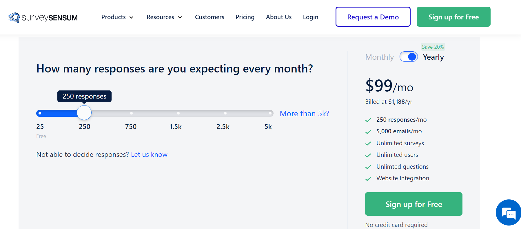 The image shows the pricing details for SurveySensum.