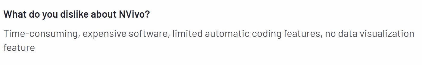 The image shows a customer review of NVivo on the G2 platform.
