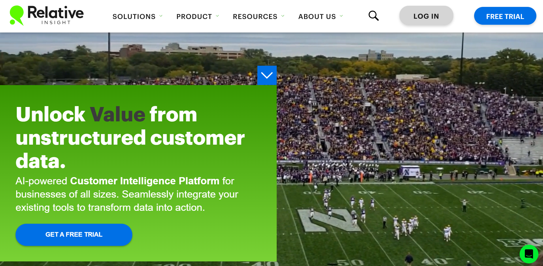 The image shows the homepage of Relative Insight - the fourth text analytics tool