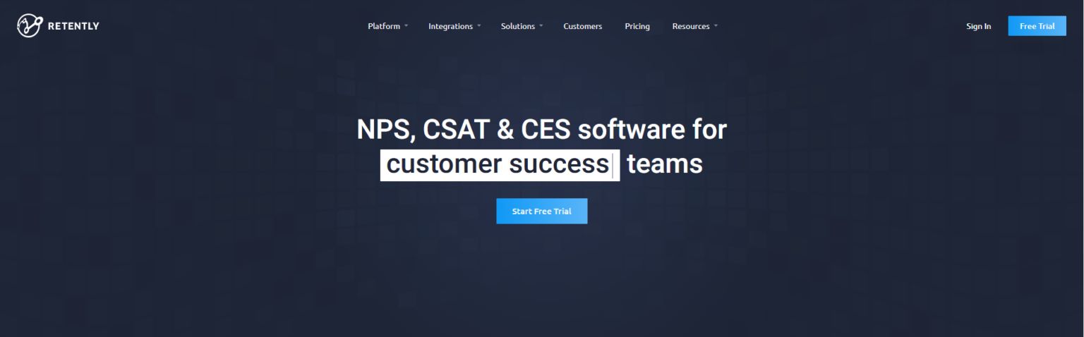 An image showing the Retently homepage