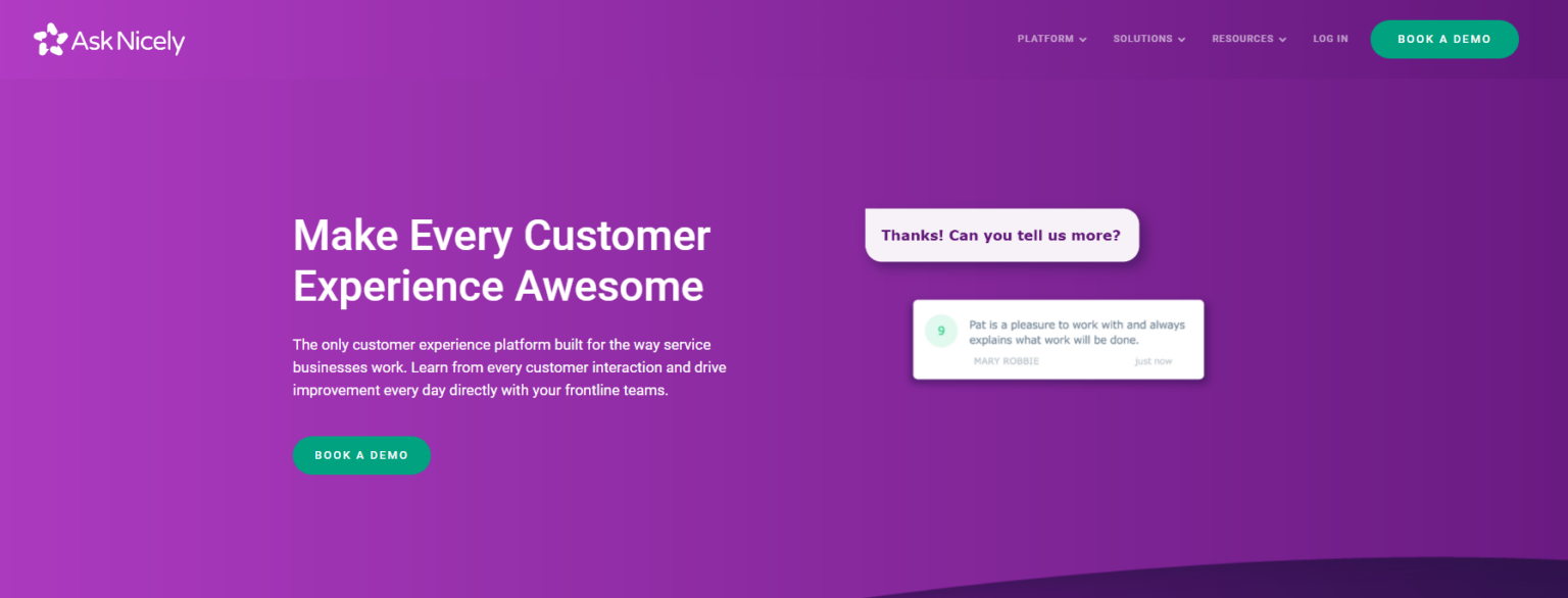 An image showing the AskNicely homepage