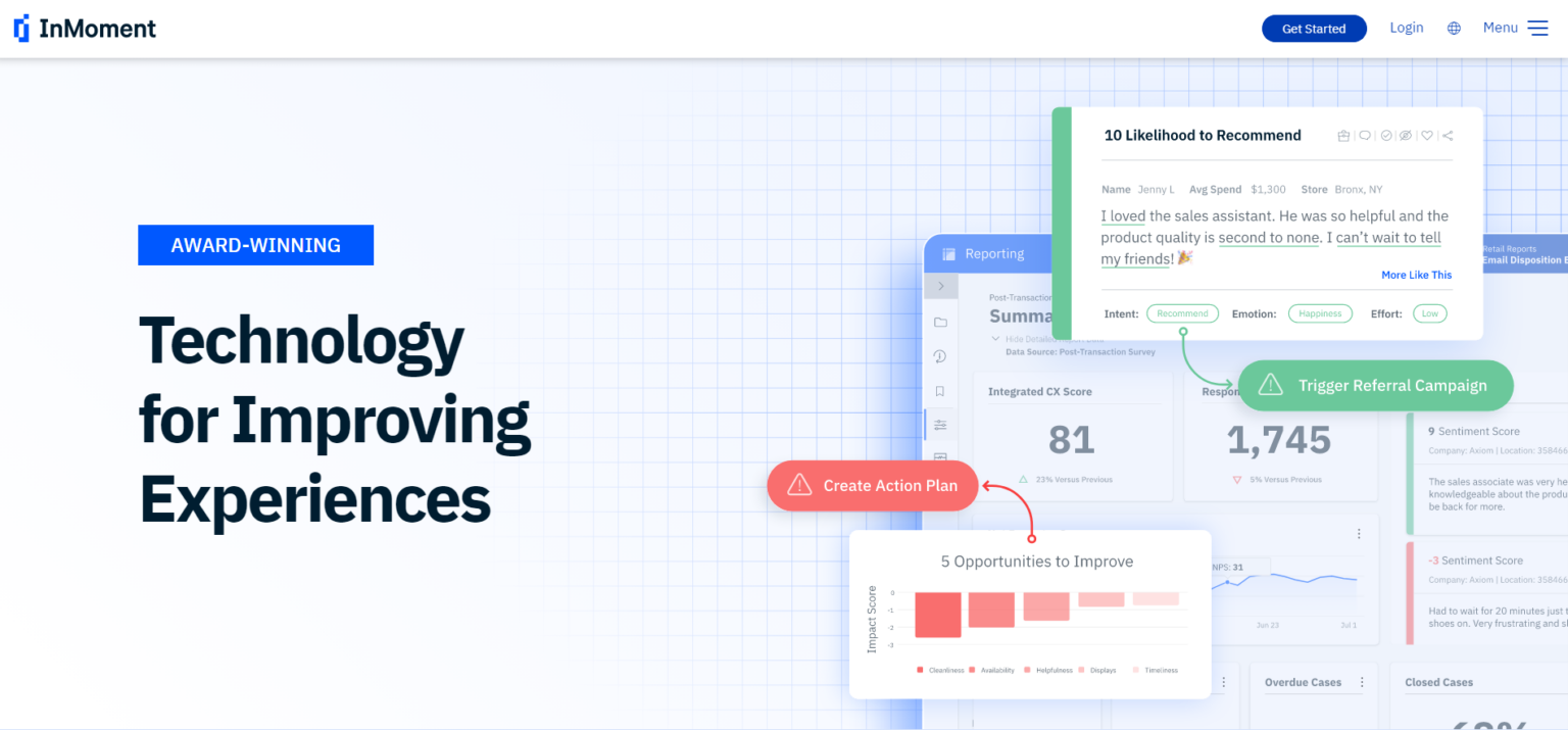 An image showing the InMoment homepage