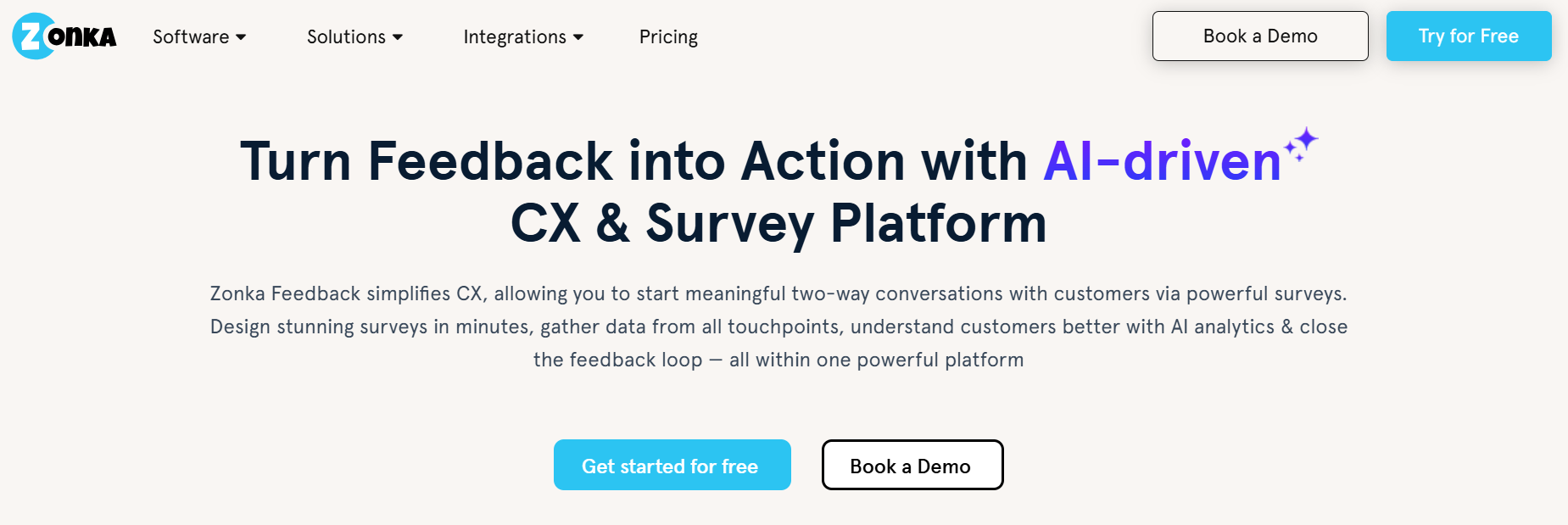 This is the homepage of Zonka Feedback