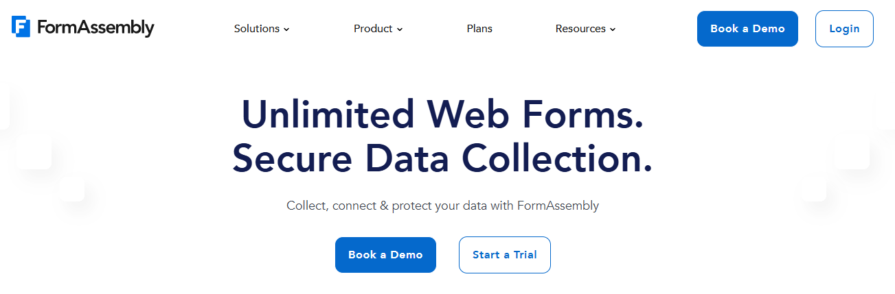 An image showing the homepage for FormAssembly, which is a leading choice among alternatives to Microsoft Forms.