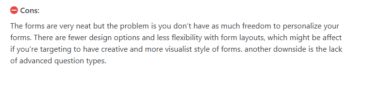 The image shows a con of Microsoft Forms