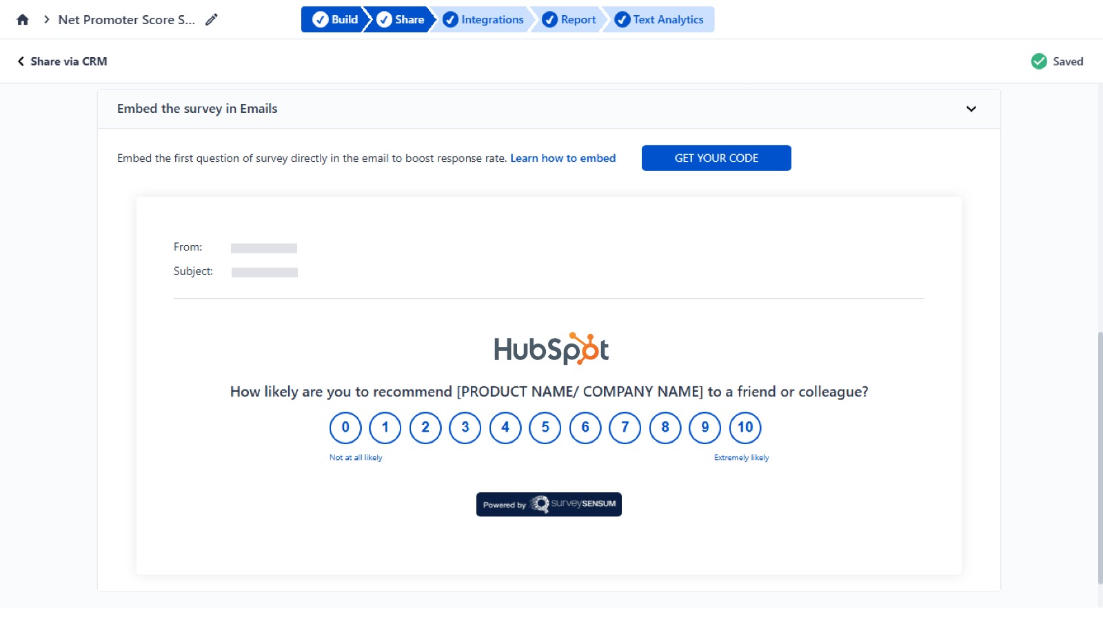 An image showing CRM survey question