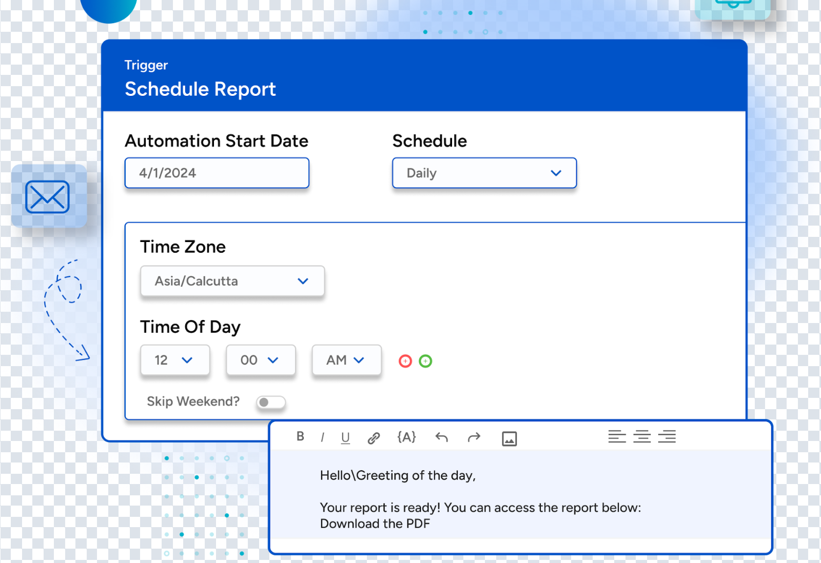 An image showing SurveySensum’s feature of scheduling reports to the inbox.