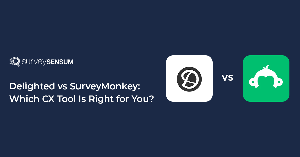 this is the banner image of Delighted vs SurveyMonkey