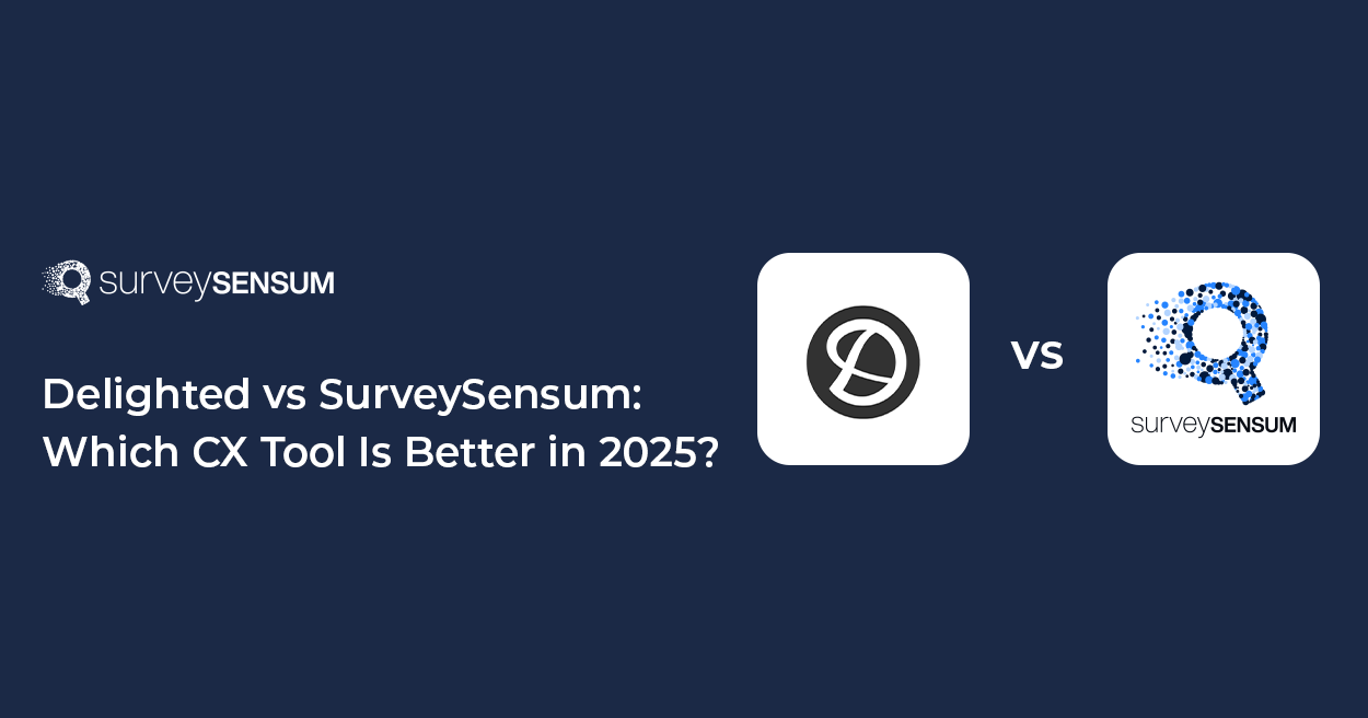 this is the banner image of Delighted vs SurveySensum