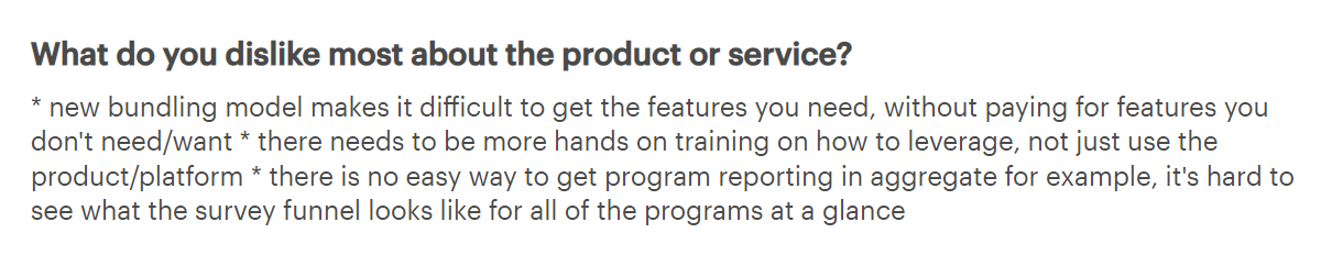 The image shows a con of the Qualtircs tool shared on Gartner.