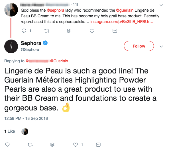 An image showing how Sephora leverages Twitter customer reviews 