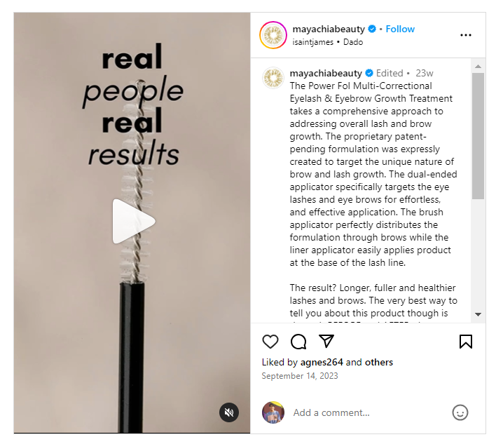 An image showing how a brand boosted engagement and trust by posting customer reviews on Instagram.