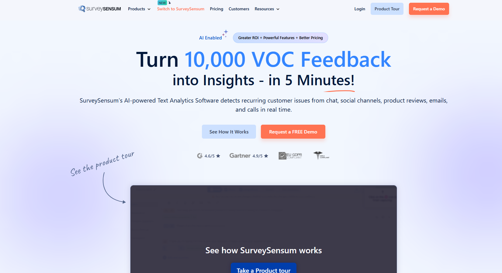 An image showing the SurveySensum - an AI analytics tool
