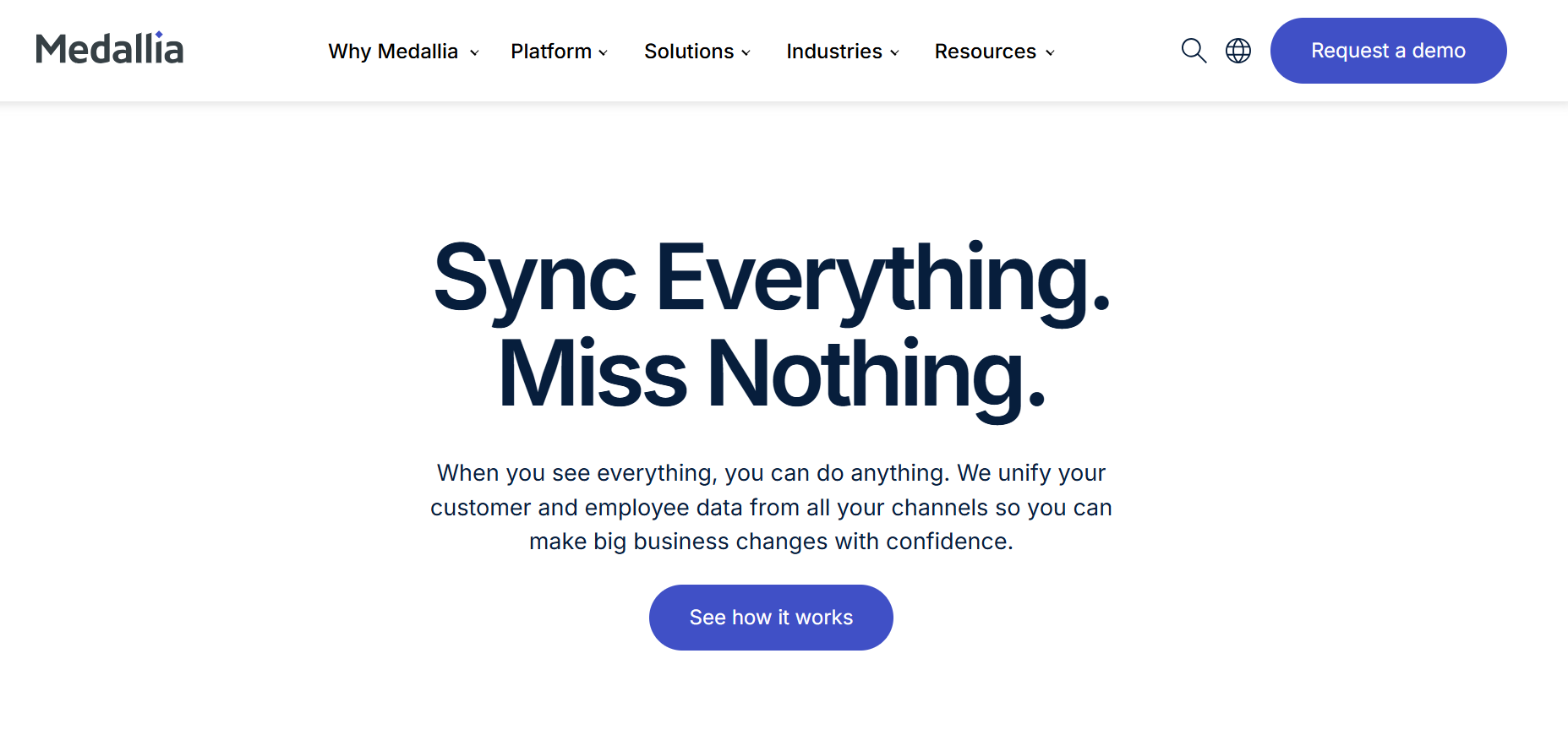 Medallia website showcasing voice of customer solutions for global insurers