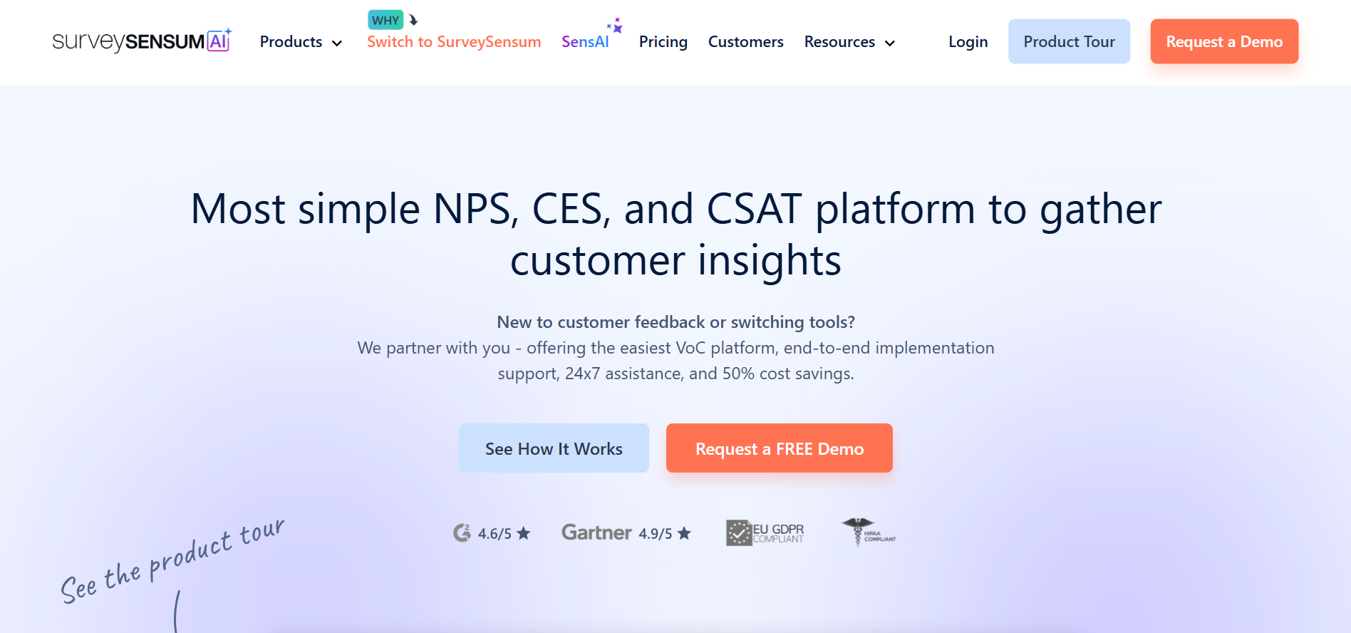 Dashboard of SurveySensum from the listicle of Top 5 NPS Tools in India: Which Platforms Actually Help CX Teams Take Action? by SurveySensum
