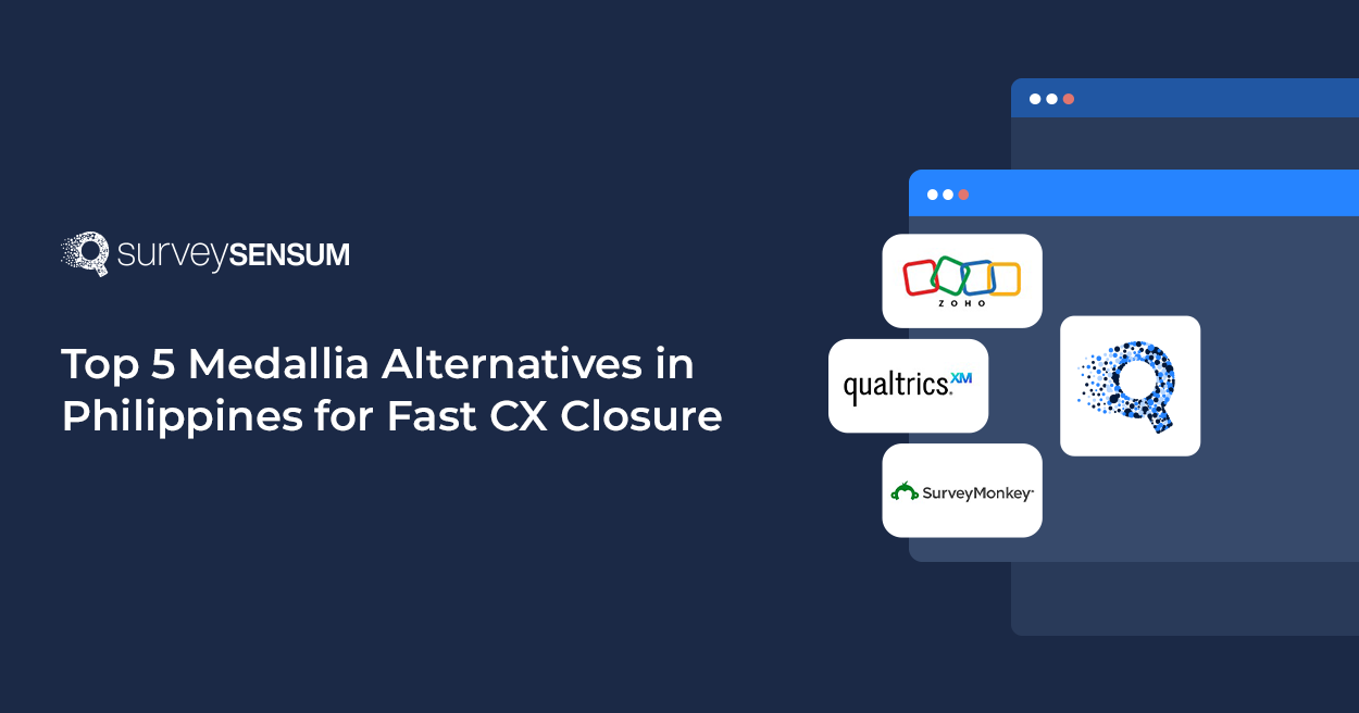 This the banner image of Best 5 Medallia Alternatives in Philippines (2026) by SurveySensum