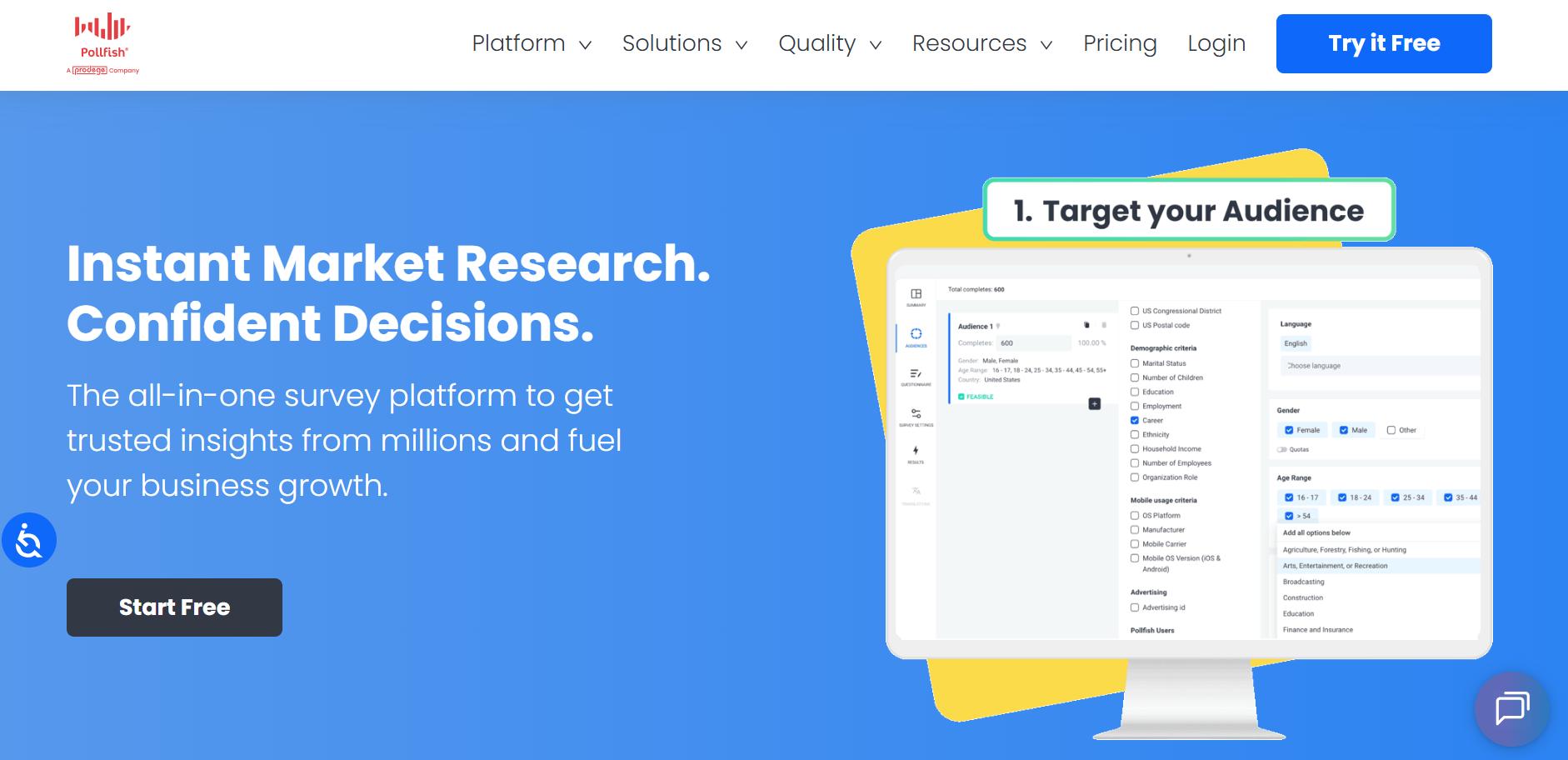 Dashboard of Pollfish from the listicle of 8 Best Market Research Tools, Compare Features, Pricing & Use Cases by SurveySensum