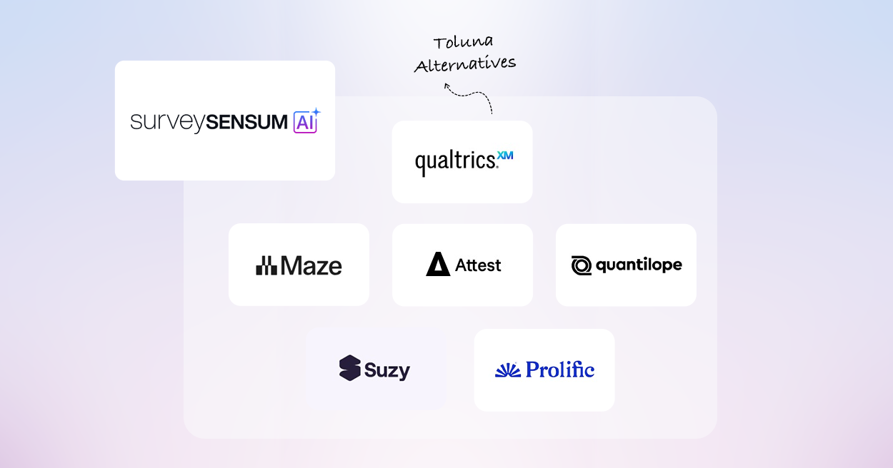 This is the banner image of 7 best toluna alternatives for faster AI-led market research by SurveySensum