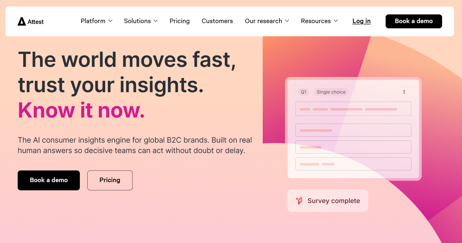 Dashboard of Attest from the listicle of 10 Best Consumer Insights Platforms for Faster Research by SurveySensum 